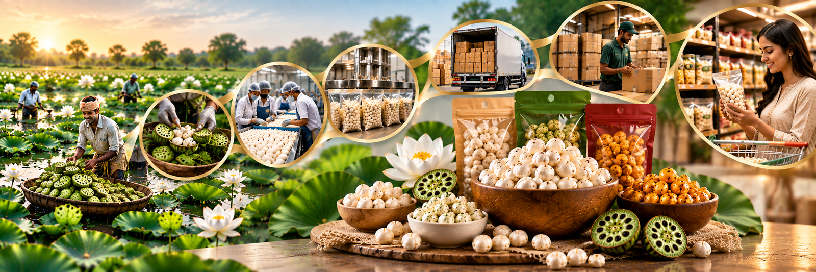 Suta-graded makhana, 4+ to 7+, TOTU Global Exim Trade